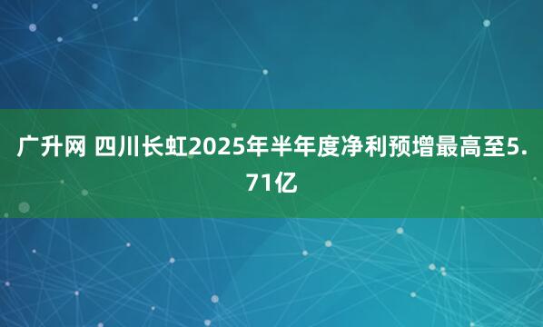 广升网 四川长虹2025年半年度净利预增最高至5.71亿